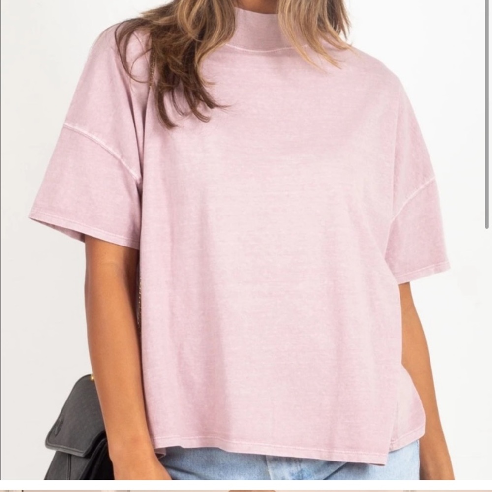 🍄 We The Free Fearless Tee - Dusty Himalayan Pink - mock neck